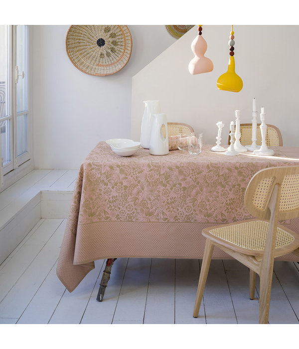 Le Jacquard Français gecoat tafellinnen Osmose aspen / trémière