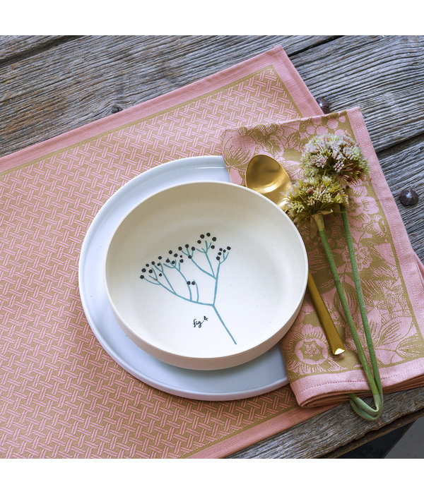 Le Jacquard Français gecoat tafellinnen Osmose aspen / trémière