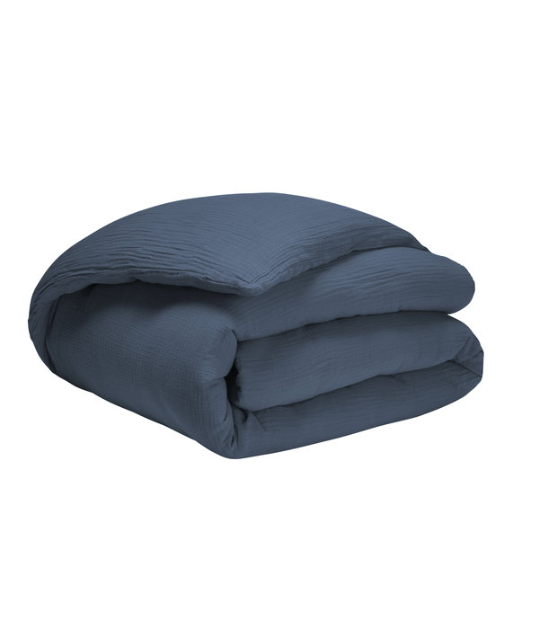 Essix dekbedovertrek hydrofiel Tendresse bleu chine, strijkvrij