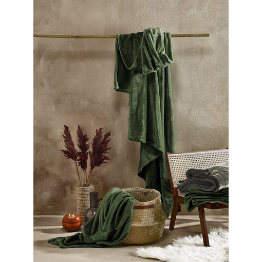 De Witte Lietaer fleece plaid khaki Cosy