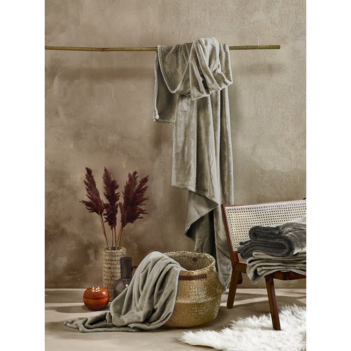 De Witte Lietaer fleece plaid taupe Cosy