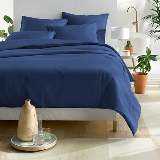 De Witte Lietaer dekbedovertrekset Olivia (uni) blue indigo 200 TC, vanaf