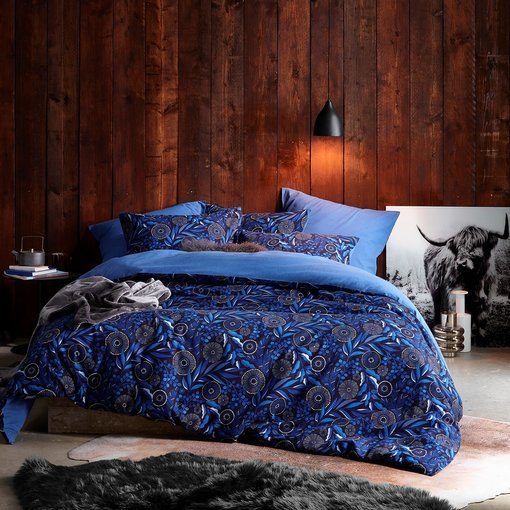 De Witte Lietaer dekbedovertrekset Moonflower cobalt blue (flanel), vanaf