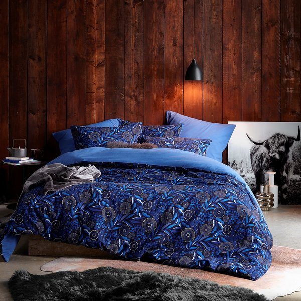 dekbedovertrekset 240x220 cm Moonflower cobalt blue (flanel)