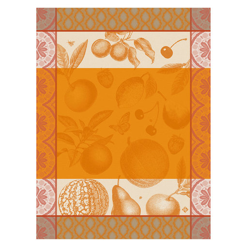 Le Jacquard Français theedoek Arrière-Pays melon/orange