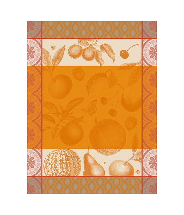 Le Jacquard Français theedoek Arrière-Pay melon/orange
