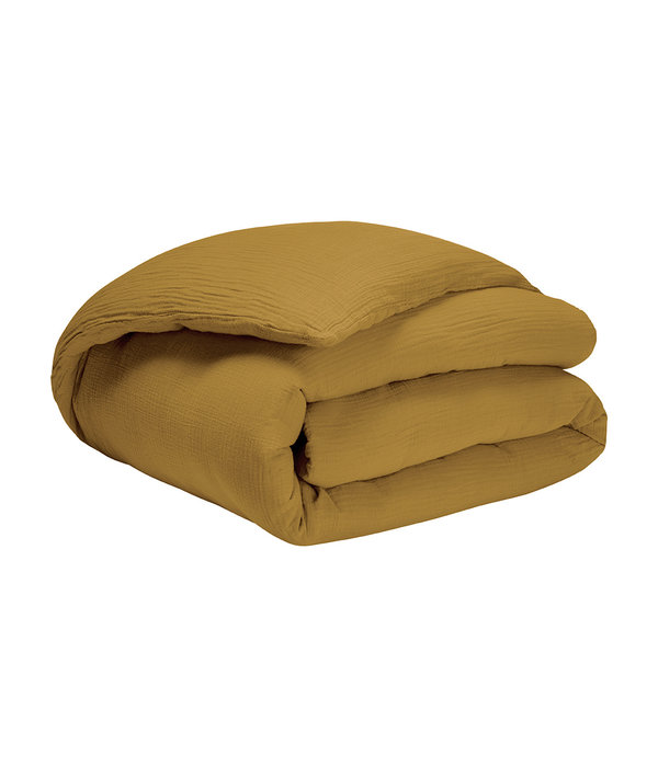 Essix dekbedovertrek hydrofiel Tendresse camel, strijkvrij