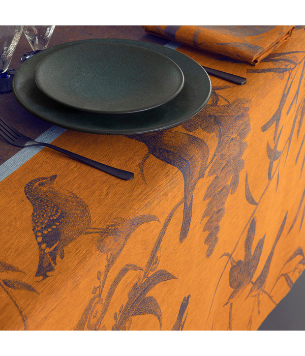 Le Jacquard Français Tafellinnen Volière blue orange