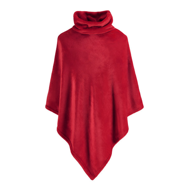 fleece poncho Calido ruby red