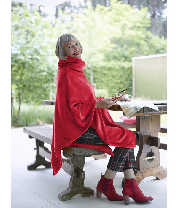 Moodit fleece poncho Calido ruby red