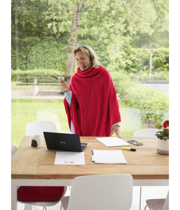 Moodit fleece poncho Calido ruby red