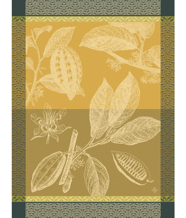 Le Jacquard Français theedoek Chocolats Feve yellow