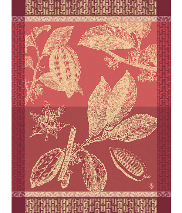 Le Jacquard Français theedoek Chocolats Feve pink