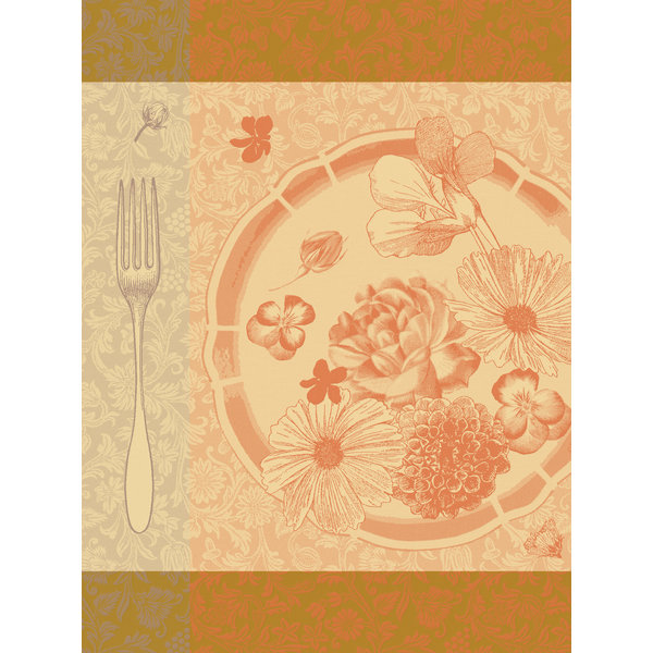 theedoek Fleurs a croquer orange