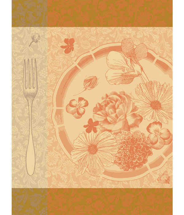 Le Jacquard Français theedoek Fleurs a croquer orange
