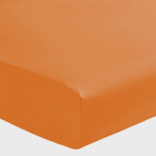Liens Linnen hoeslaken oranje, gekamd katoen 200TC, matrashoogte tot 20 cm hoog