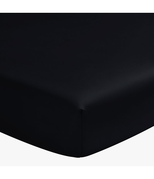 Liens Linnen hoeslaken zwart, Egyptisch gekamd katoen satijn 300TC, matrashoogte tot 20 cm hoog