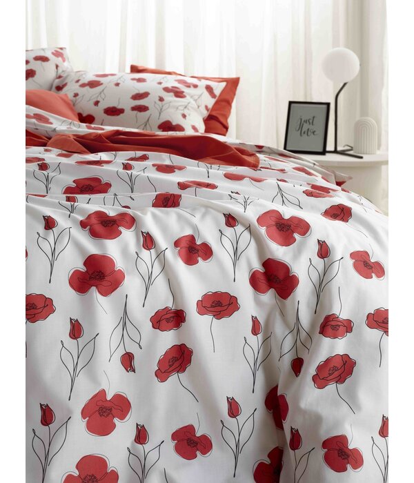 Moodit dekbedovertrekset 200x220 cm, Odil Papaver poppy red 144TC
