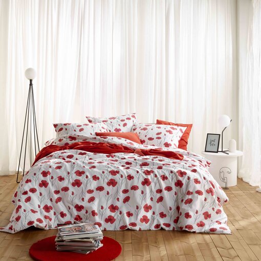 Moodit dekbedovertrekset 200x220 cm, Odil Papaver poppy red 144TC