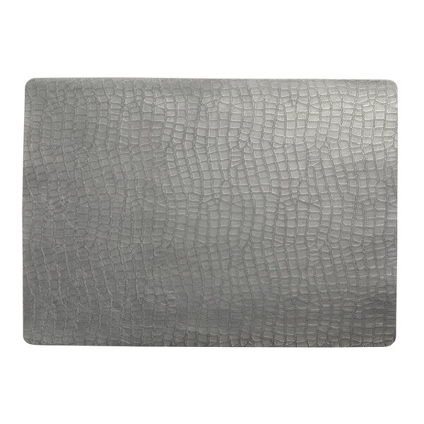 Croco platin (PL)) lederlook rechthoekige placemats per 6