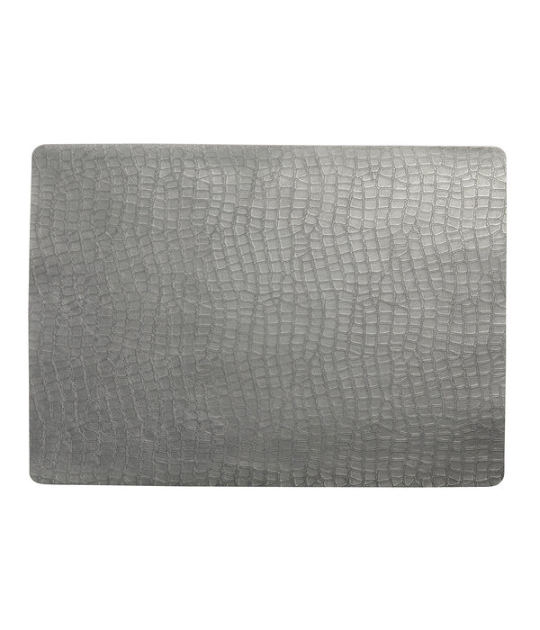 Pichler Croco platin (PL)) lederlook rechthoekige placemats per 6