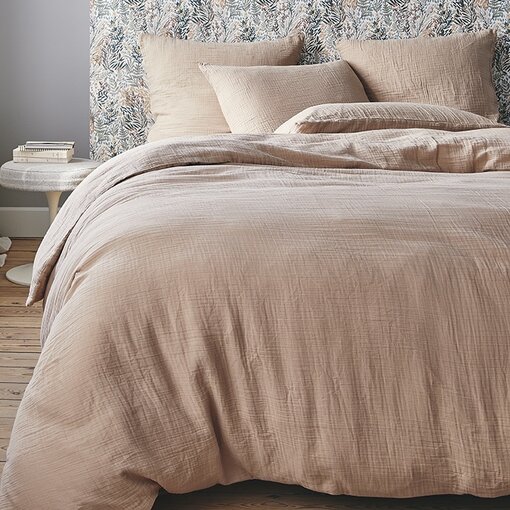 Essix dekbedovertrek hydrofiel Tendresse beige naturel, strijkvrij