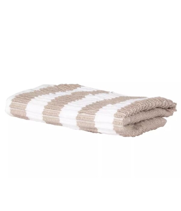 Jorzolino vaatdoek gestreept taupe/zand - wit