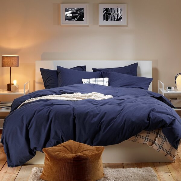dekbedovertrekset flanel uni evening blue, Freya