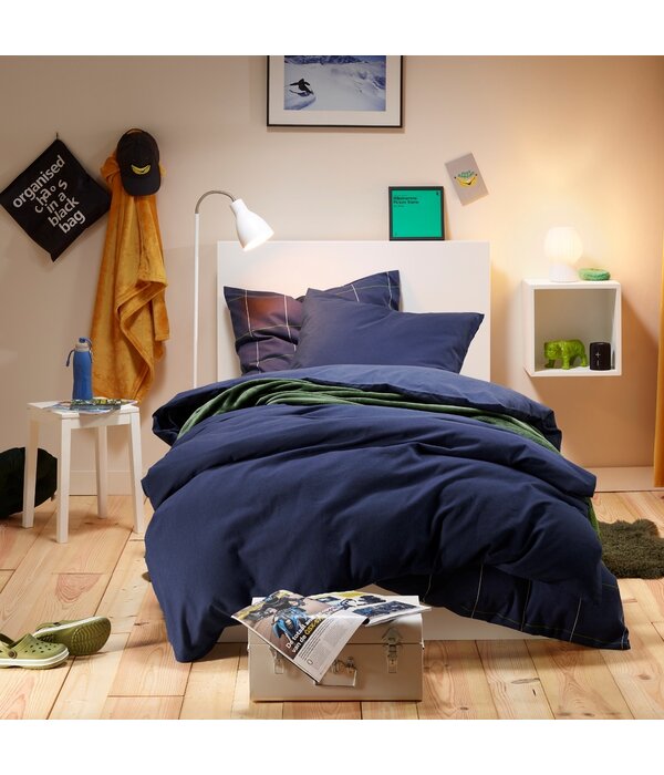 Moodit dekbedovertrekset flanel uni evening blue, Freya