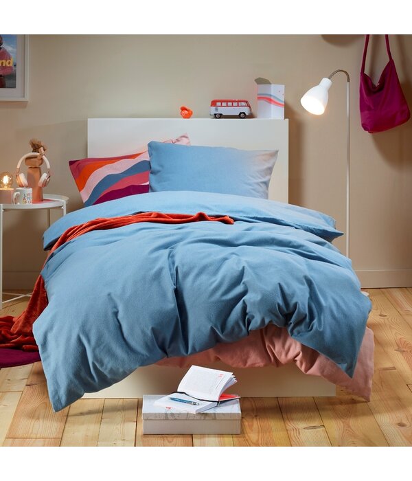 Moodit dekbedovertrekset flanel stone blue, uni Freya