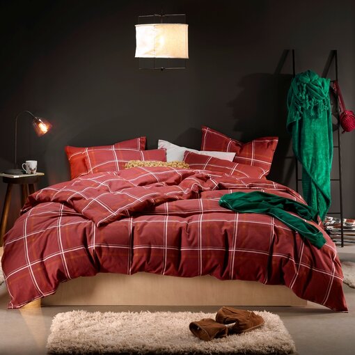 Moodit dekbedovertrekset Rosaline burgundy (flanel), vanaf