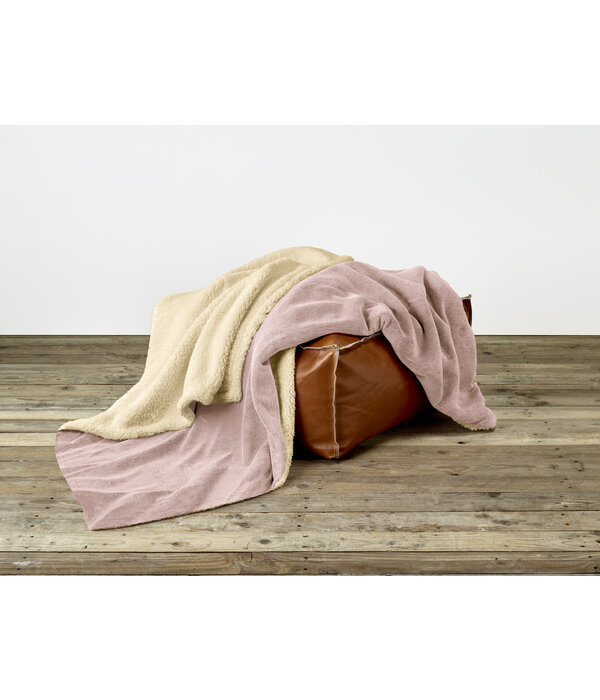 De Witte Lietaer Laya plaid vieux rose, in 2 maten