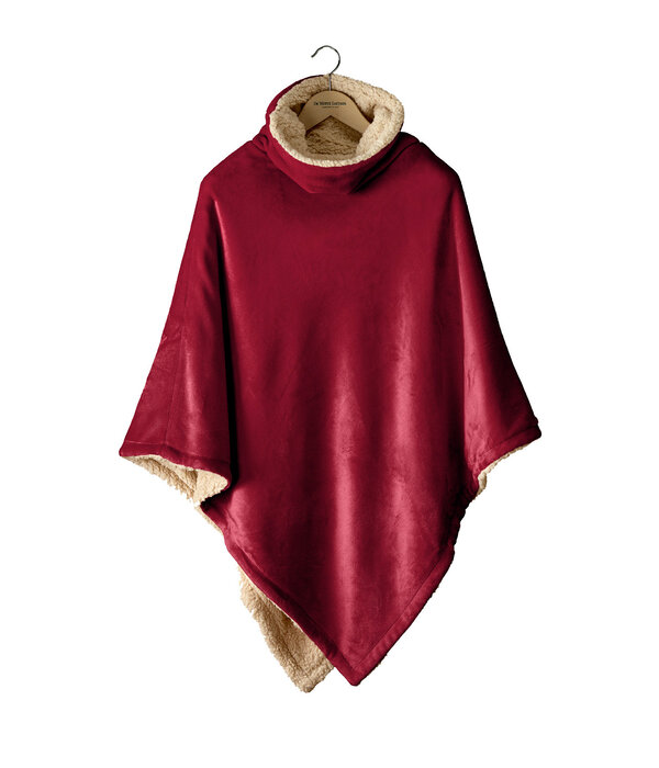 De Witte Lietaer Ganges poncho wine red, wijnrood