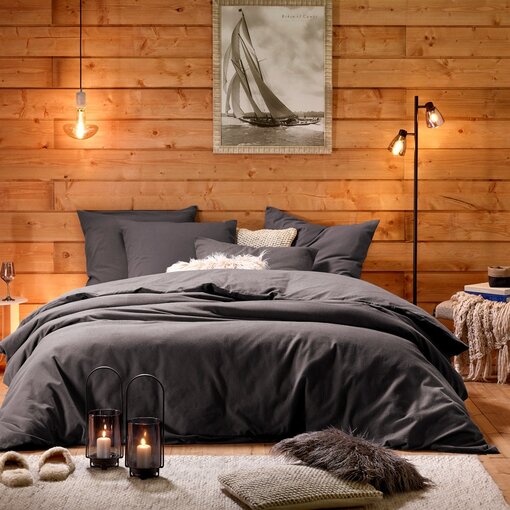 De Witte Lietaer dekbedovertrekset 140x220 cm Laura ebony, flanel