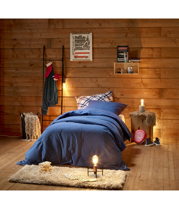 De Witte Lietaer dekbedovertrekset 260x240 cm Laura blue indigo uni flanel