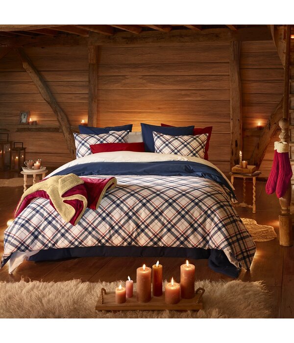 De Witte Lietaer dekbedovertrekset Tartan blue indigo, flanel, vanaf