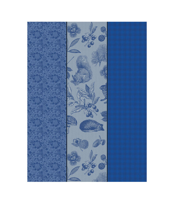 Le Jacquard Français theedoek Dans les bois Triptyque blue