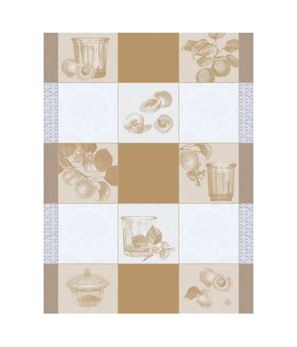 Le Jacquard Français theedoek Confitures Carreaux beige