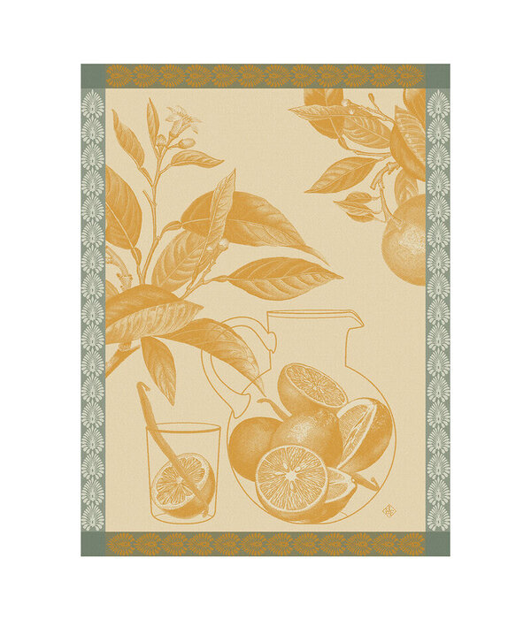 Le Jacquard Français theedoek Eaux d'agrumes orange