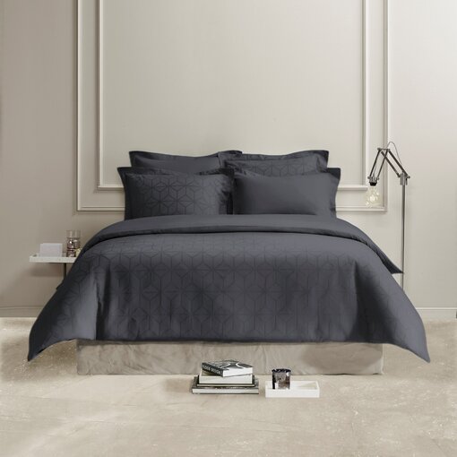 De Witte Lietaer donkergrijze dekbedovertrekset Skyscraper ebony 220TC