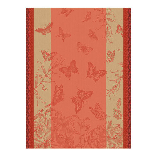 Le Jacquard Français theedoek Jardin des papillons pink