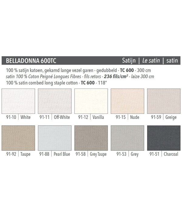 Mirabel Slabbinck topper 5-10 cm hg envelopmodel Belladonna katoen satijn 600TC