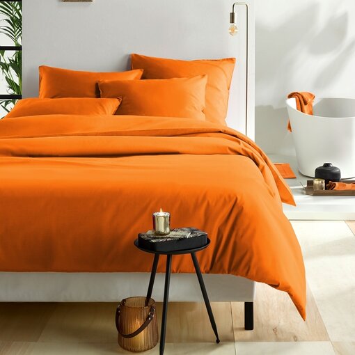 De Witte Lietaer dekbedovertrekset Olivia (uni) copper (oranje) 200 TC, vanaf