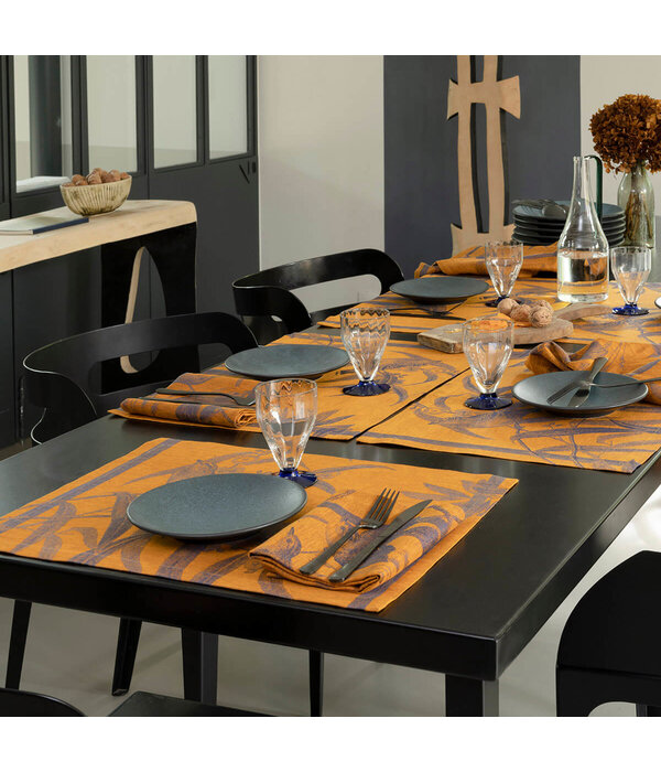 Le Jacquard Français Volière blue orange placemats