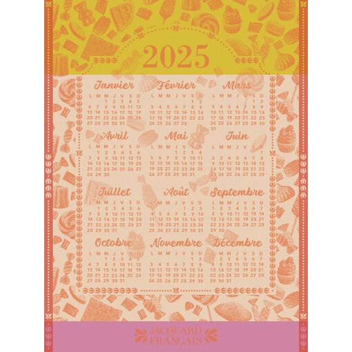 Le Jacquard Français theedoek Calendrier 2025 orange