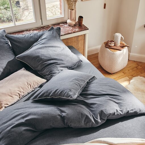 Essix - flanellen beddengoed Frisson anthracite, vanaf