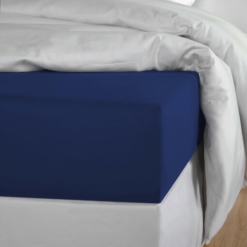 De Witte Lietaer hoeslaken Olivia blue indigo (uni) 200TC, vanaf