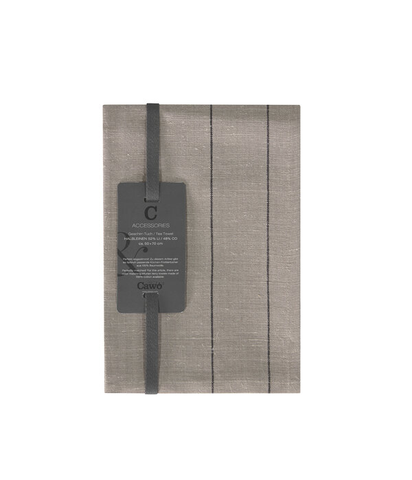 Cawö theedoek halflinnen Cuisine Nature  532, muskat (33), 50x70 cm