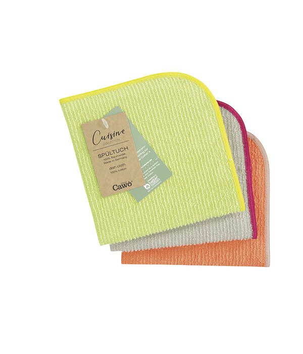 Cawö vaatdoekenset Cuisine Trio (550), set van 3 stuks, pistazie/mandarine (43), 30x30 cm