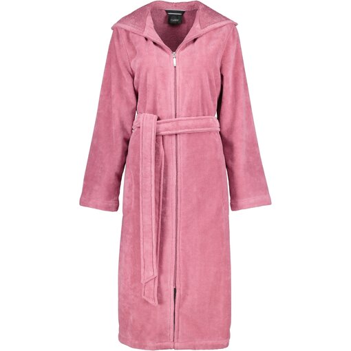 Cawö dames badjas roze met rits & capuchon, 837 (blush 22)